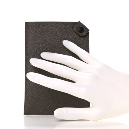 Hermes Epsom Tarmac Dot PM Passport Holder Etain Black 2 of 8