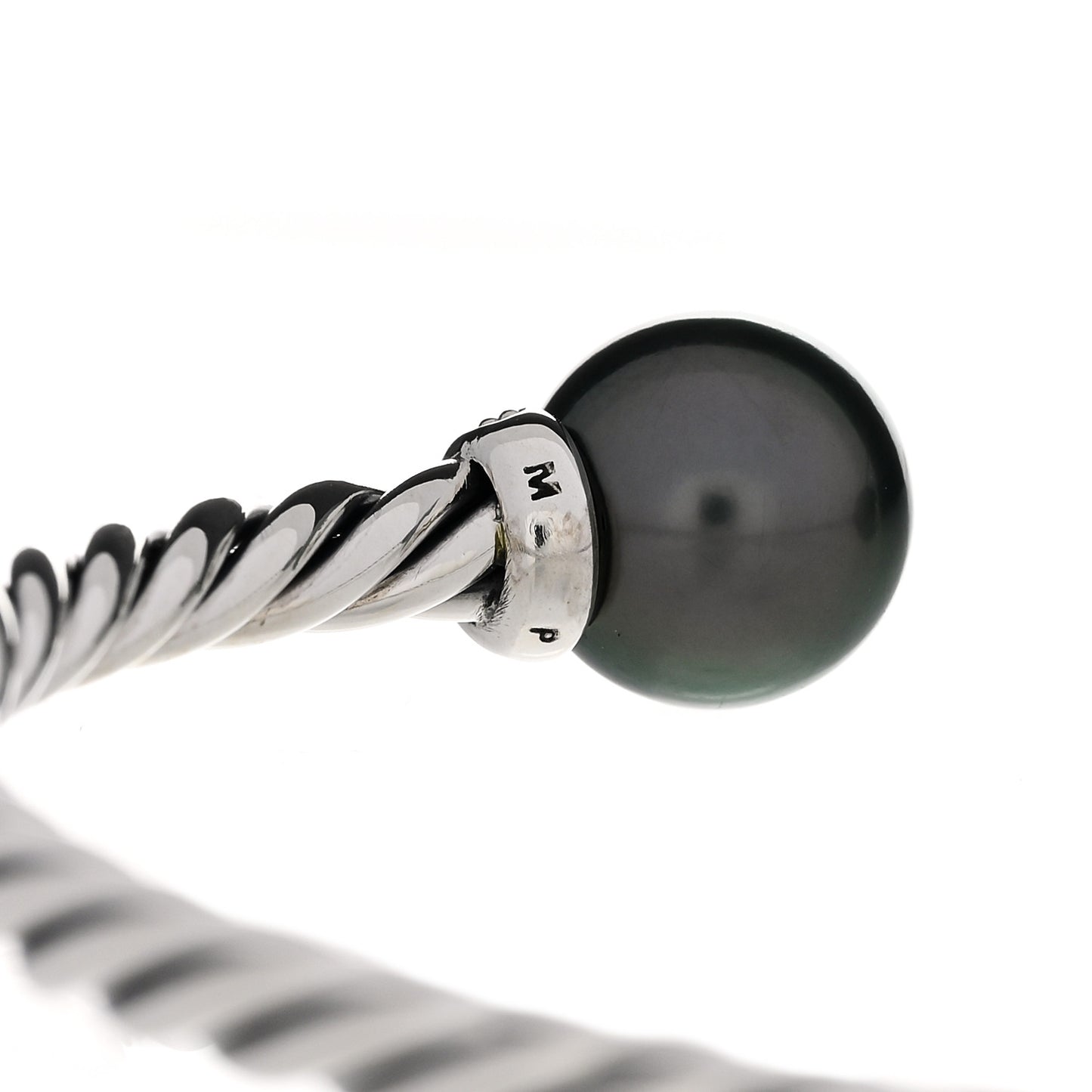 Sterling Silver Diamond Tahitian Pearl 9mm Solari Bracelet