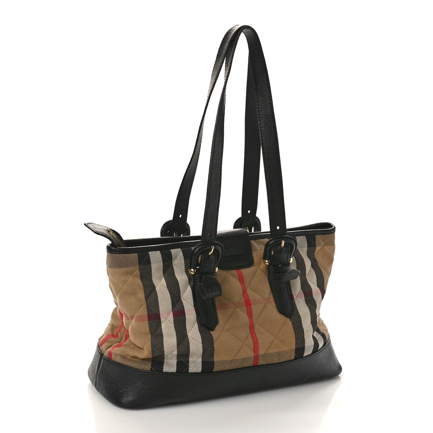 House Check Quilted Tote Brown
