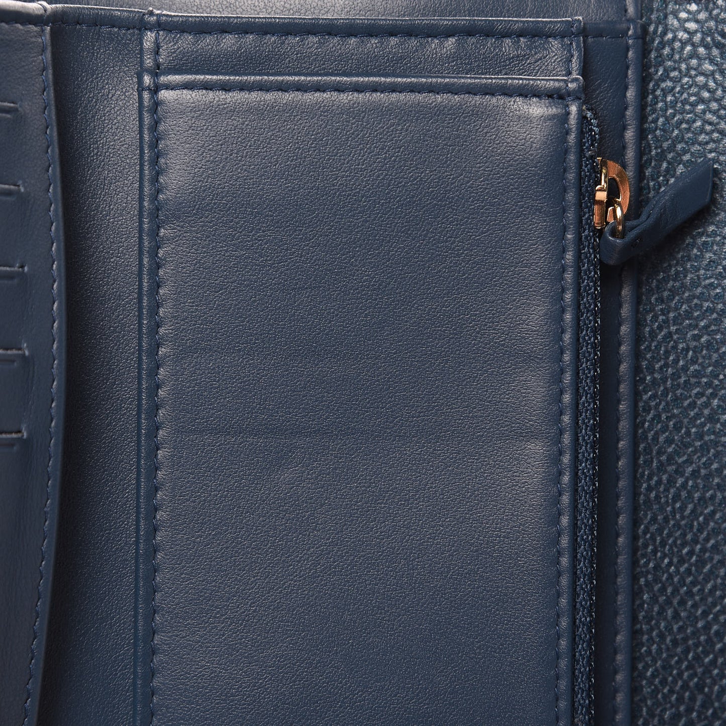 Iridescent Caviar Quilted Medium Flap Wallet Dark Blue