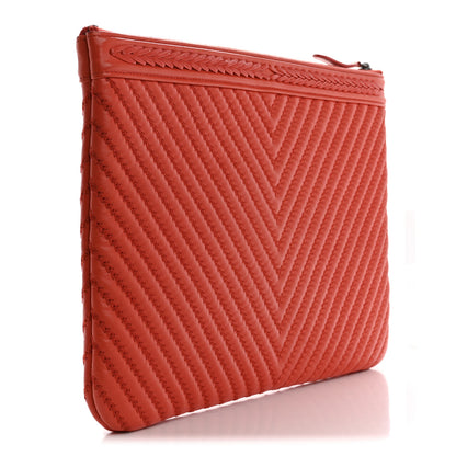 Chanel Calfskin Chevron Quilted Medium Boy Cosmetic Case Red 3 of 8