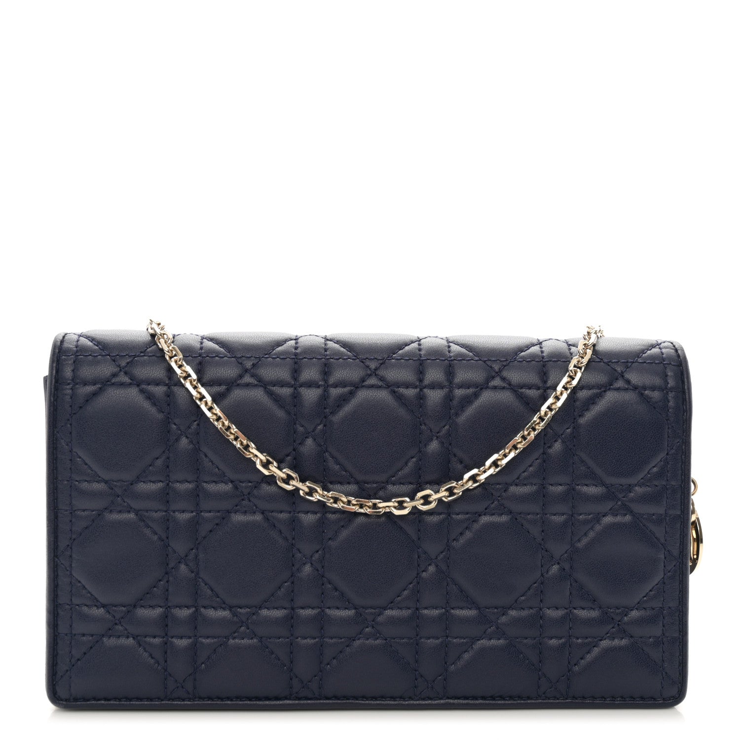Christian Dior Lambskin Cannage Lady Dior Pouch Navy 1 of 13