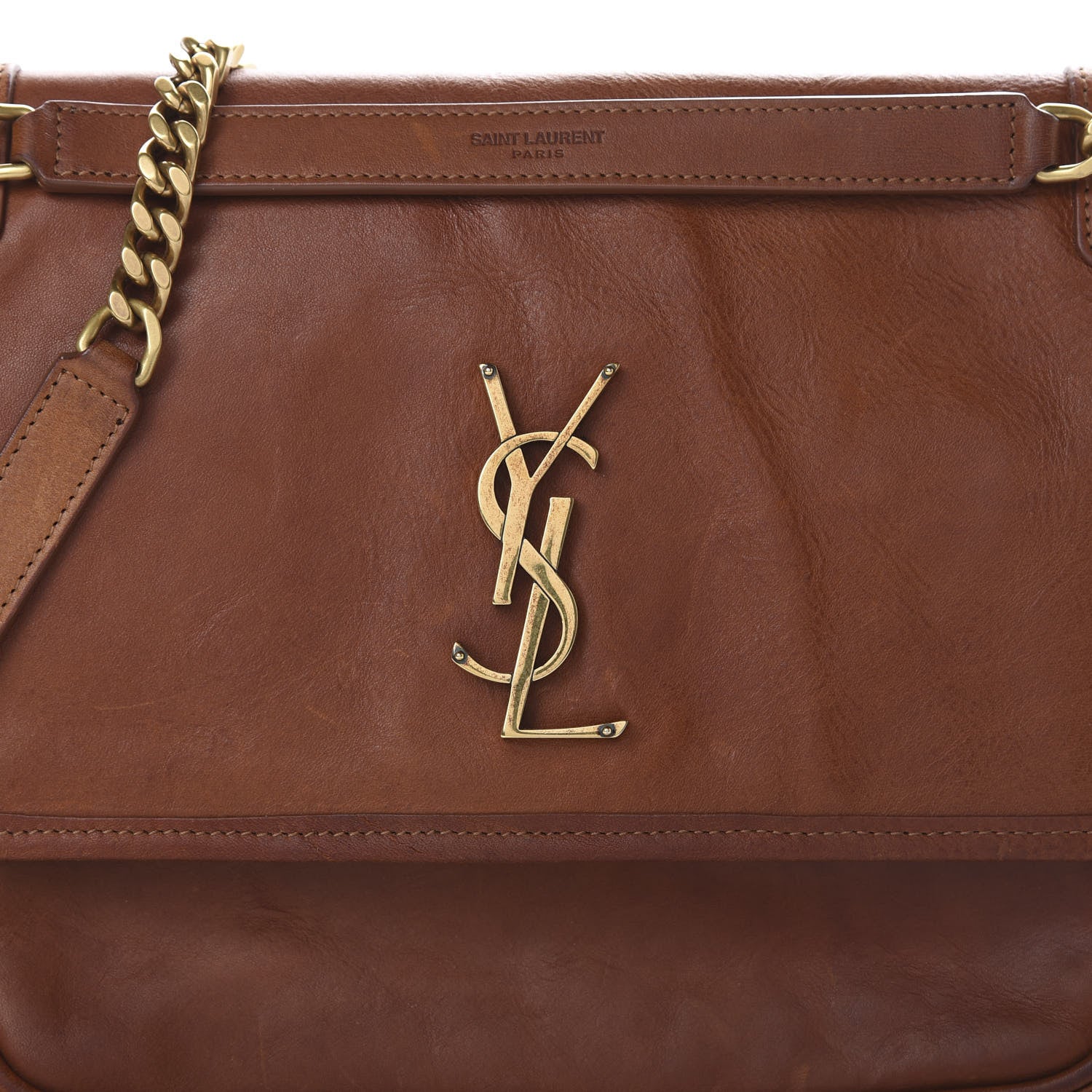 Saint Laurent Calfskin Monogram Medium Niki Chain Satchel Cognac 7 of 15