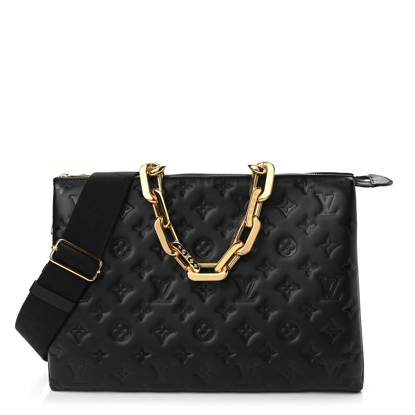 Lambskin Embossed Monogram Coussin MM Black
