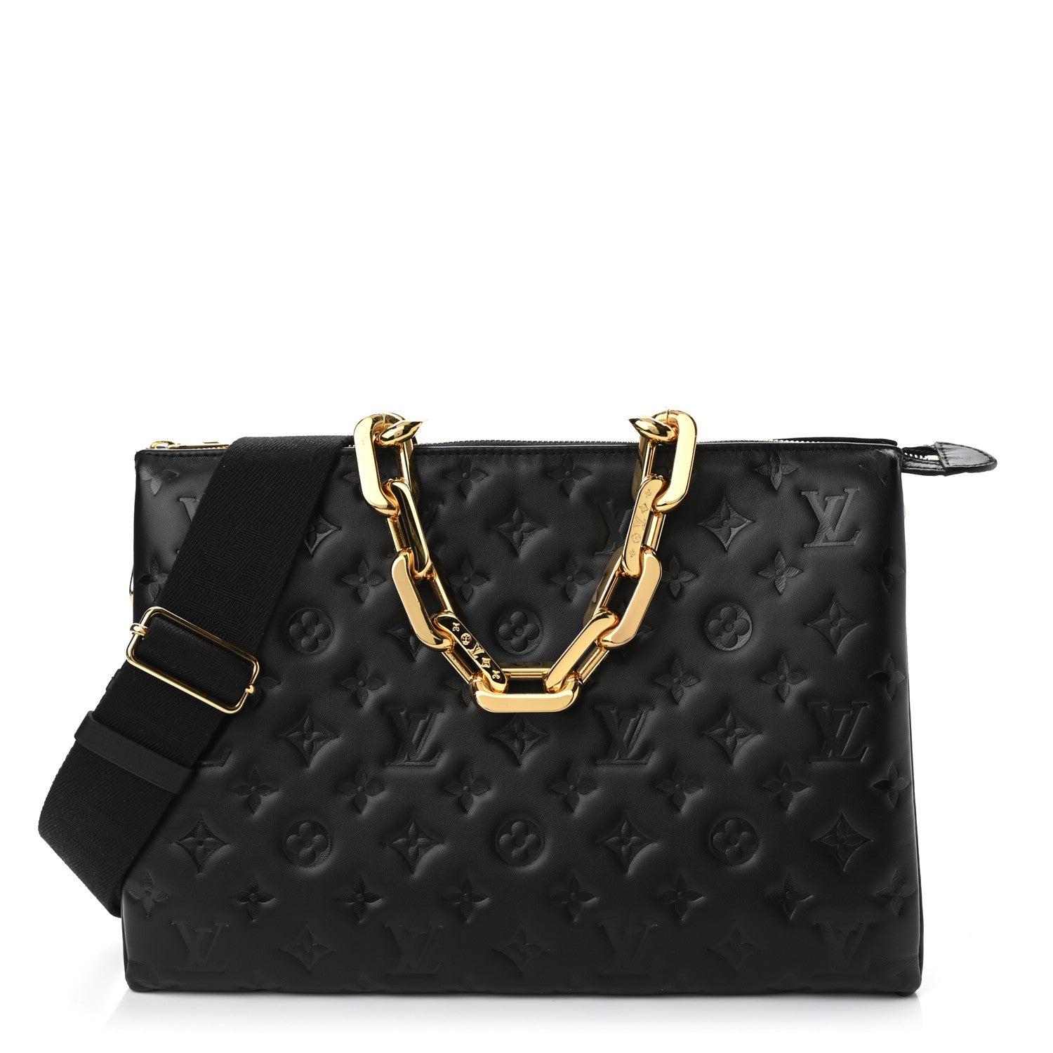 Louis Vuitton Lambskin Embossed Monogram Coussin MM Black 1 of 12