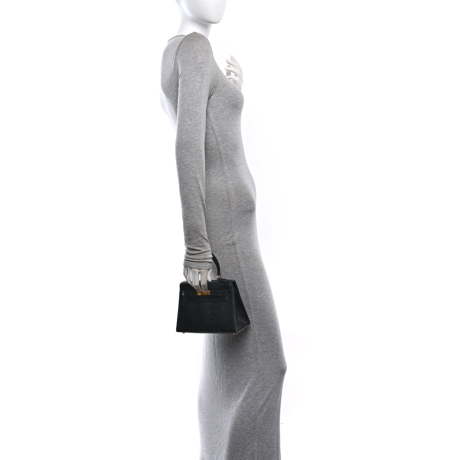 Hermes Lizard Mini Kelly Sellier 20 Black 2 of 16