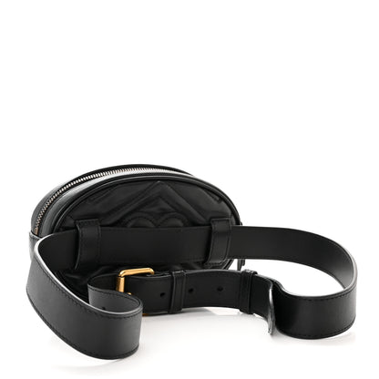 Gucci Calfskin Matelasse GG Marmont Belt Bag 95 38 Black 3 of 11