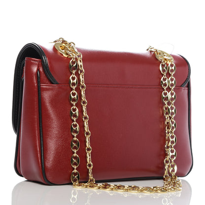 Gucci Azalea Calfskin Bi-Color Small Marina Chain Shoulder Bag New Cherry Red Black 4 of 12