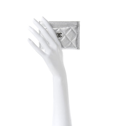 Chanel Metallic Lambskin Quilted Card Holder Silver 2 of 9