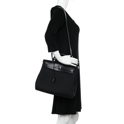 Hermes Military Toile Vache Hunter Herbag Zip Retourne 31 PM Black 2 of 12