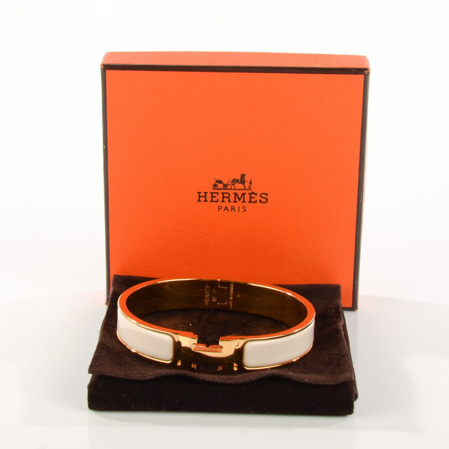 Enamel Narrow Clic Clac H Bracelet GM Craie