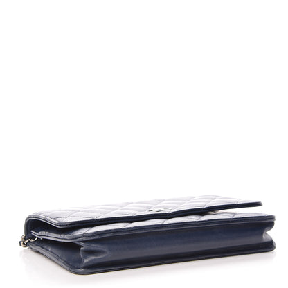 Chanel Lambskin Quilted Wallet On Chain WOC Blue 4 of 16