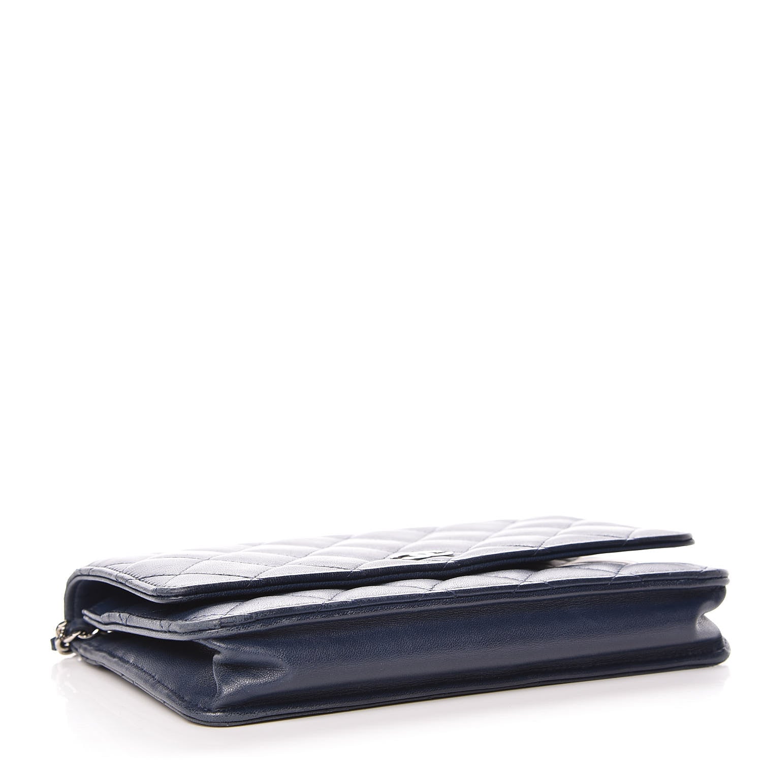 Chanel Lambskin Quilted Wallet On Chain WOC Blue 4 of 16