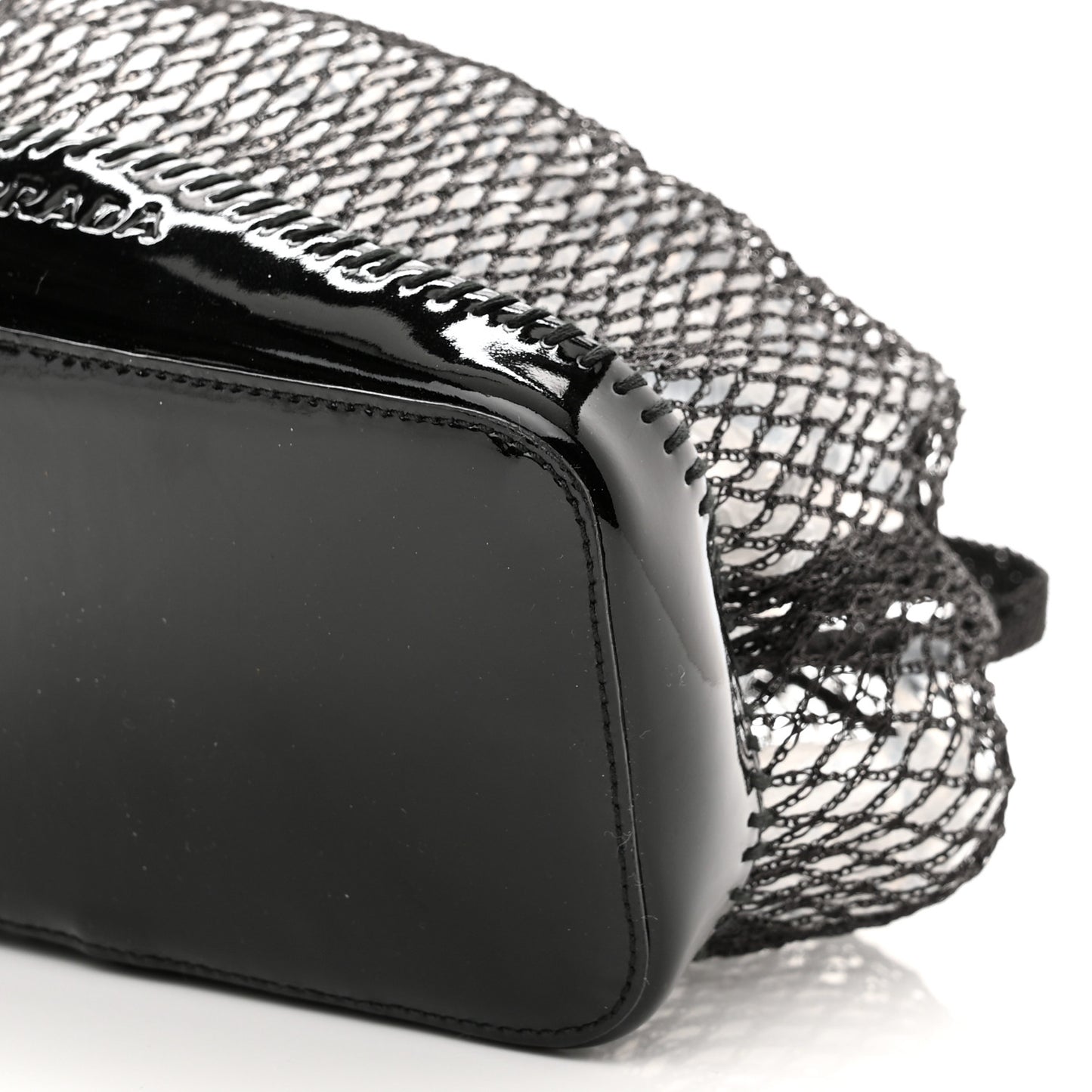 Tessuto Mesh Patent Rete Bag Black