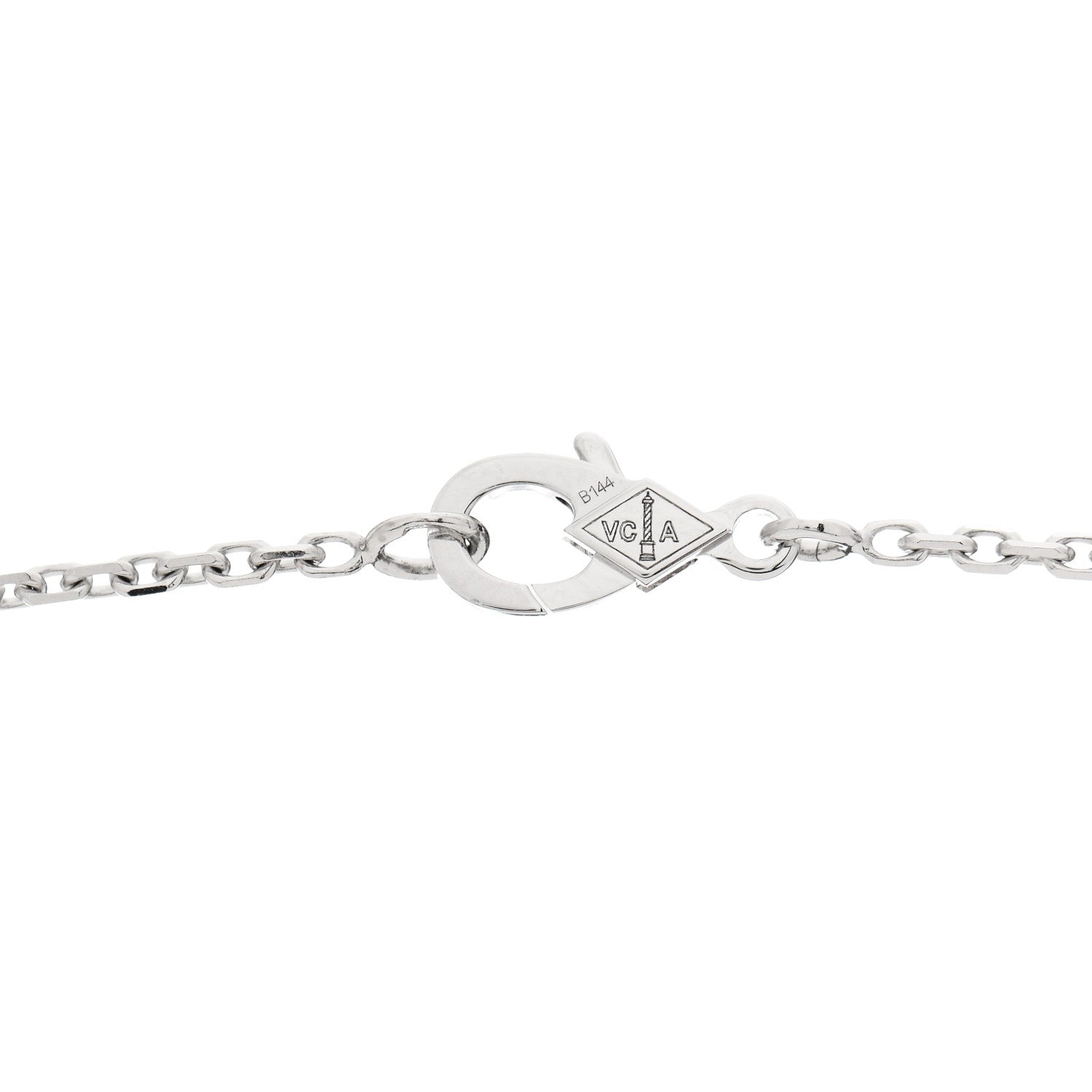 Van Cleef & Arpels 18K White Gold Diamond Small Lotus Pendant Necklace 4 of 7