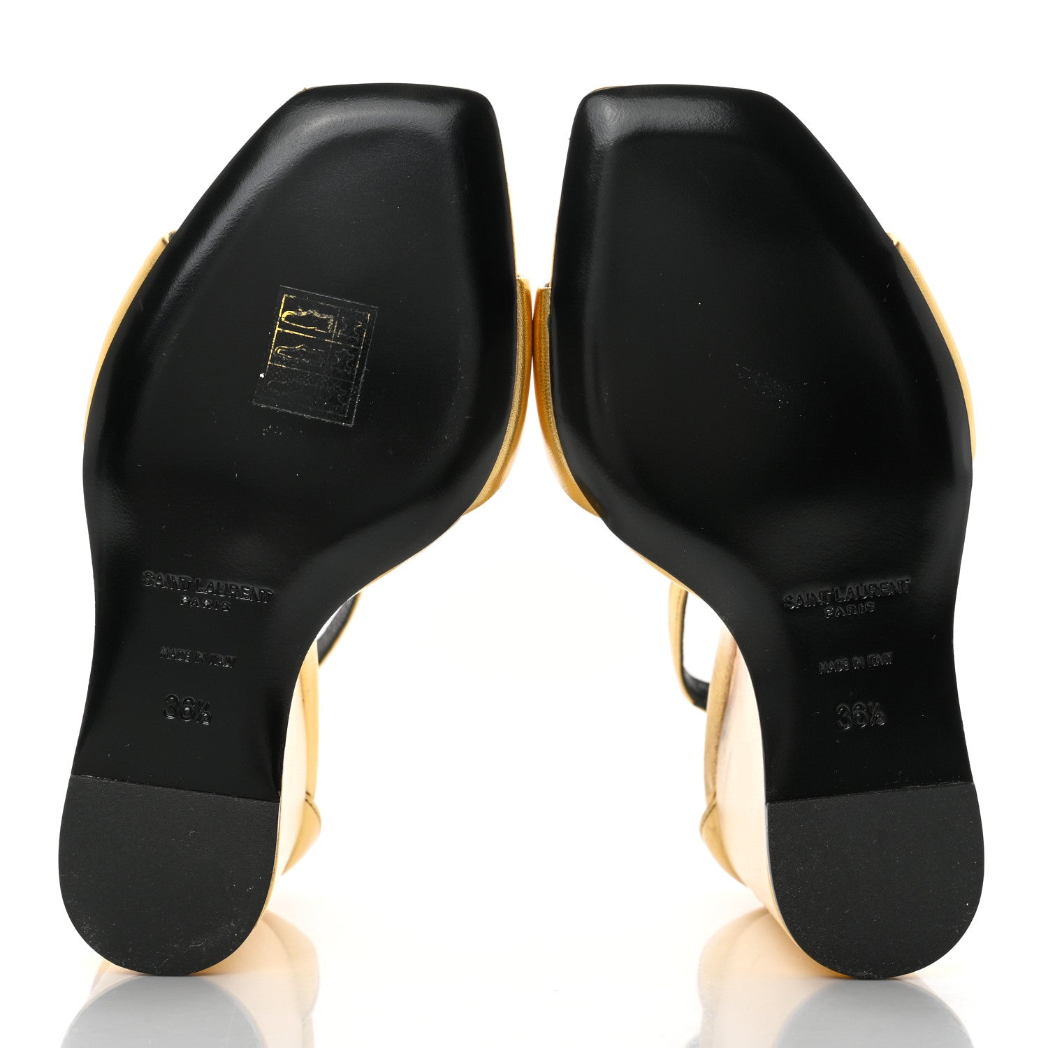 Saint Laurent Calfskin Dare 105 Open Toe Platform Sandals 36.5 Gold 8 of 9