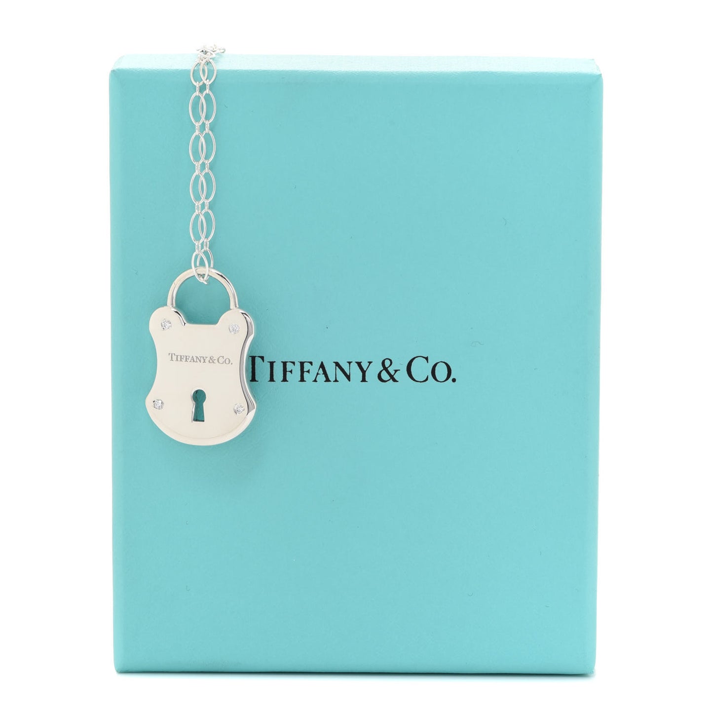 Sterling Silver Diamond Lock Pendant Necklace