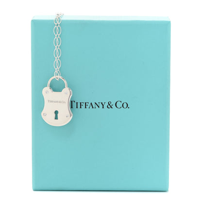 Tiffany Sterling Silver Diamond Lock Pendant Necklace 7 of 7