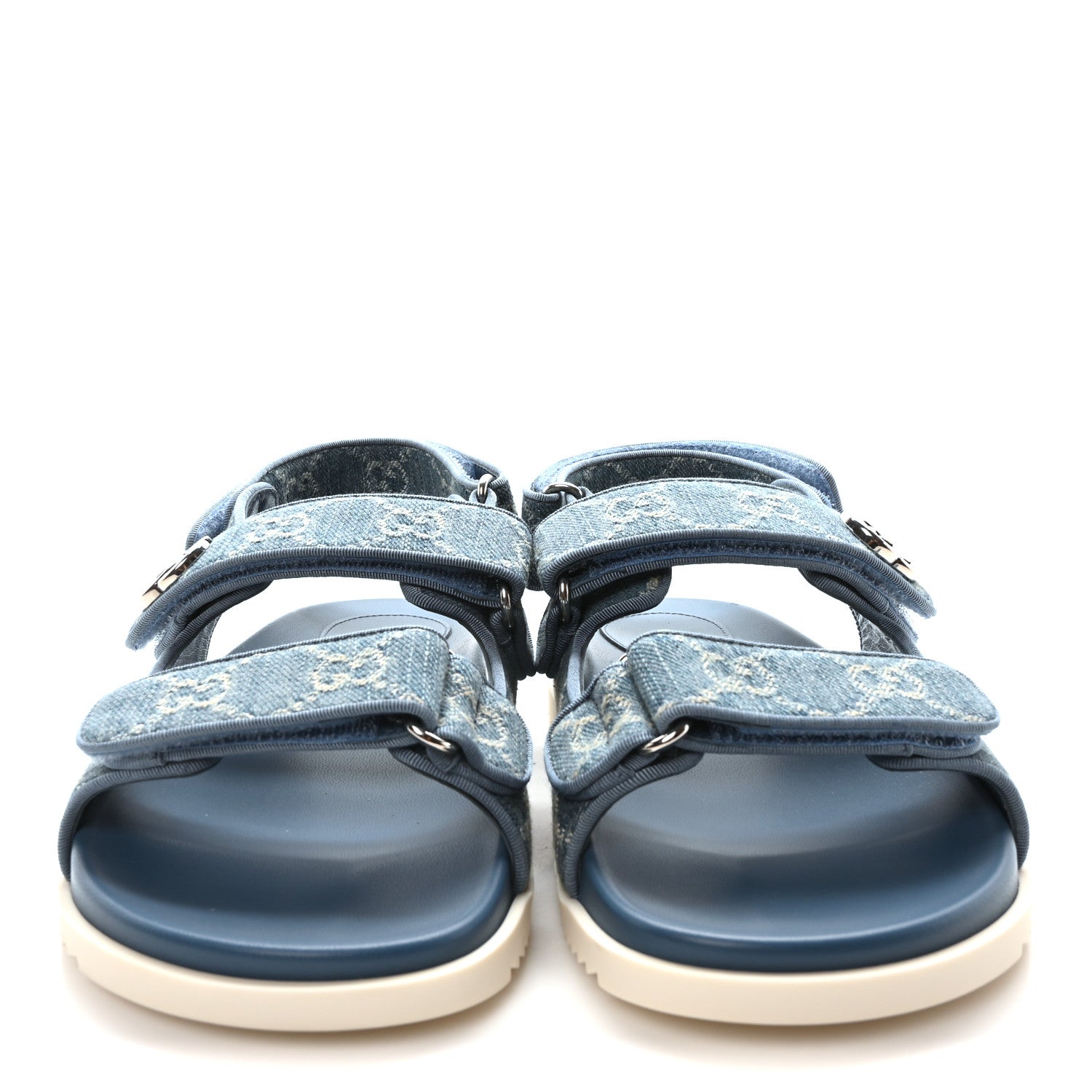 Gucci New Denim Delave GG Monogram Womens Dad Sandals 38 Light Blue Avion 3 of 9