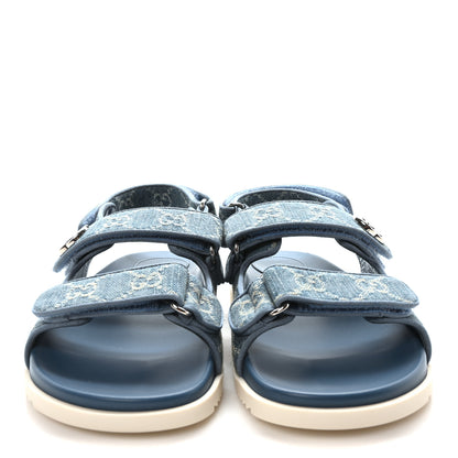 Gucci New Denim Delave GG Monogram Womens Dad Sandals 38 Light Blue Avion 3 of 9