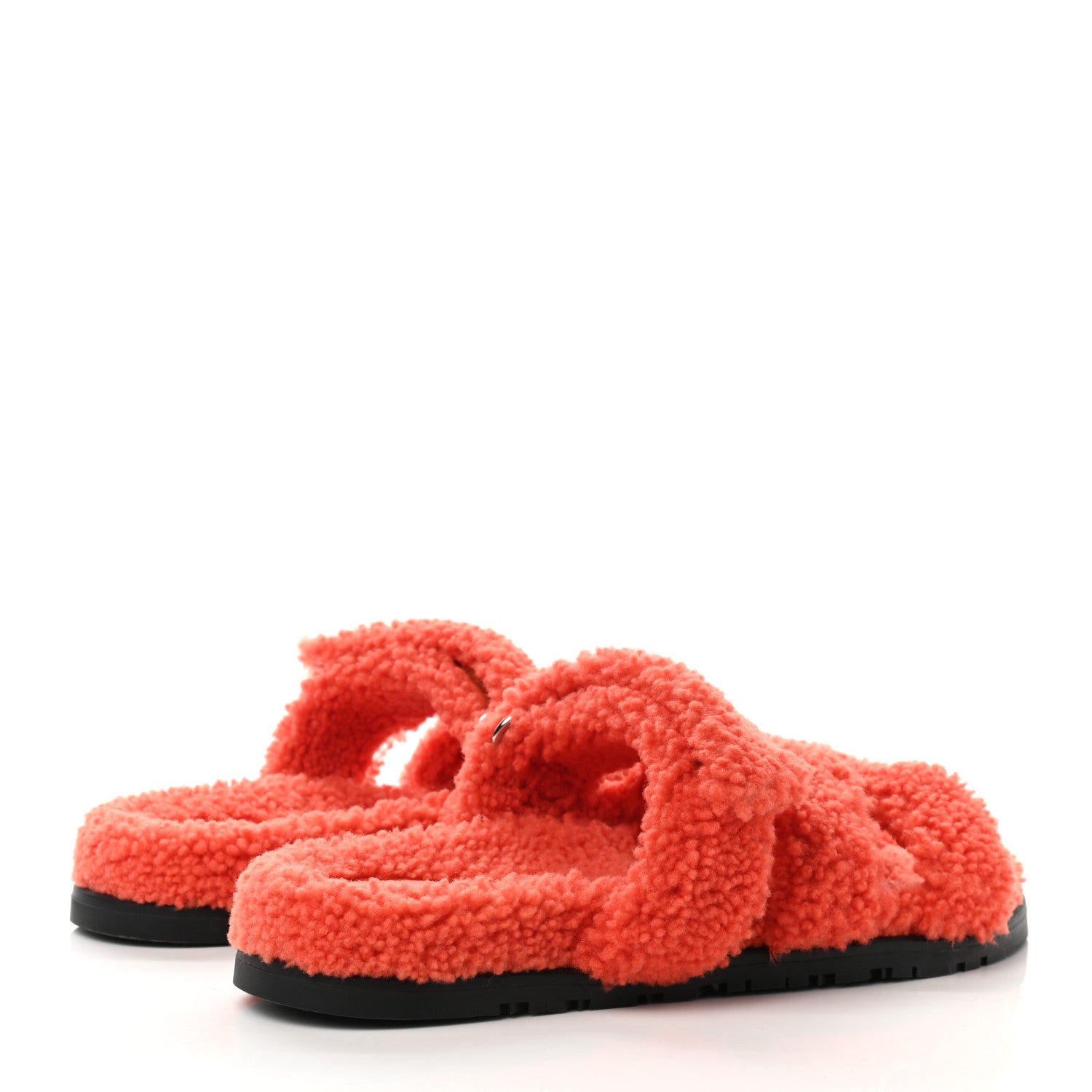 Hermes Woolskin Womens Chypre Sandals 38.5 Orange 4 of 8