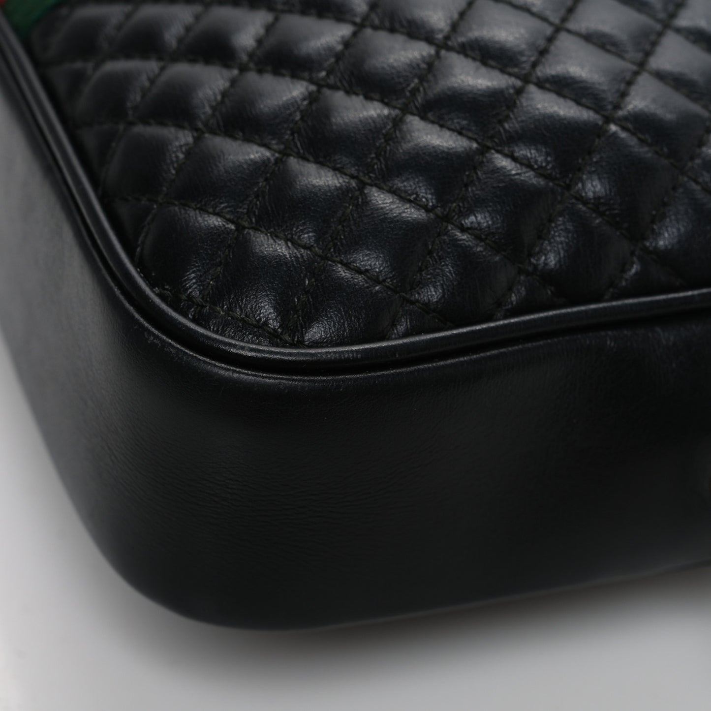Calfskin Web Trapuntata Small GG Shoulder Bag Black
