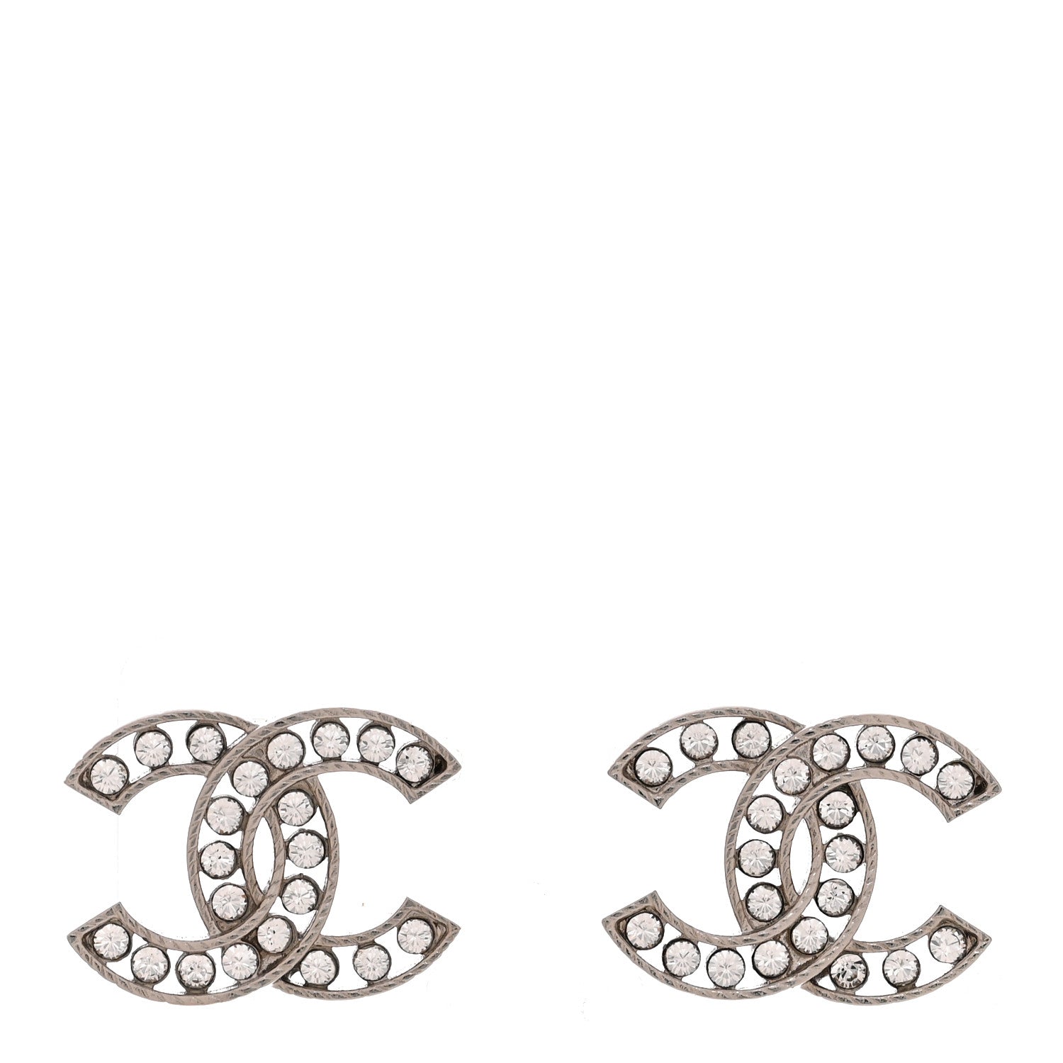 Chanel Crystal CC Earrings Silver 1 of 5