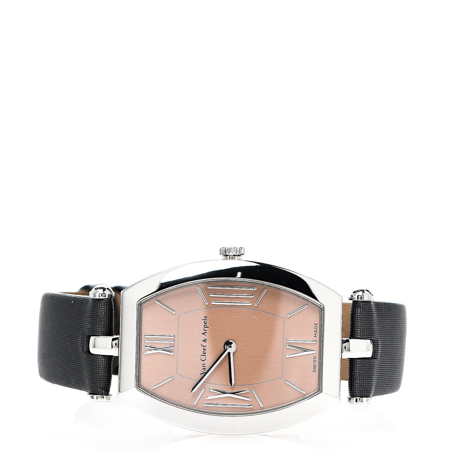 Van Cleef & Arpels Stainless Steel Calfskin 26mm Tonneau Quartz Watch Pink 2 of 6