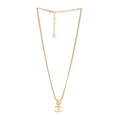 Chanel Metal Crystal CC Cross Pendant Necklace Gold 3 of 5