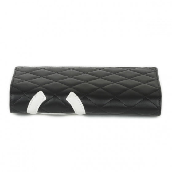 Chanel Calfskin Quilted Cambon Yen Wallet Black White 4 of 12