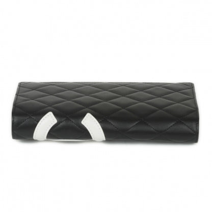 Chanel Calfskin Quilted Cambon Yen Wallet Black White 4 of 12