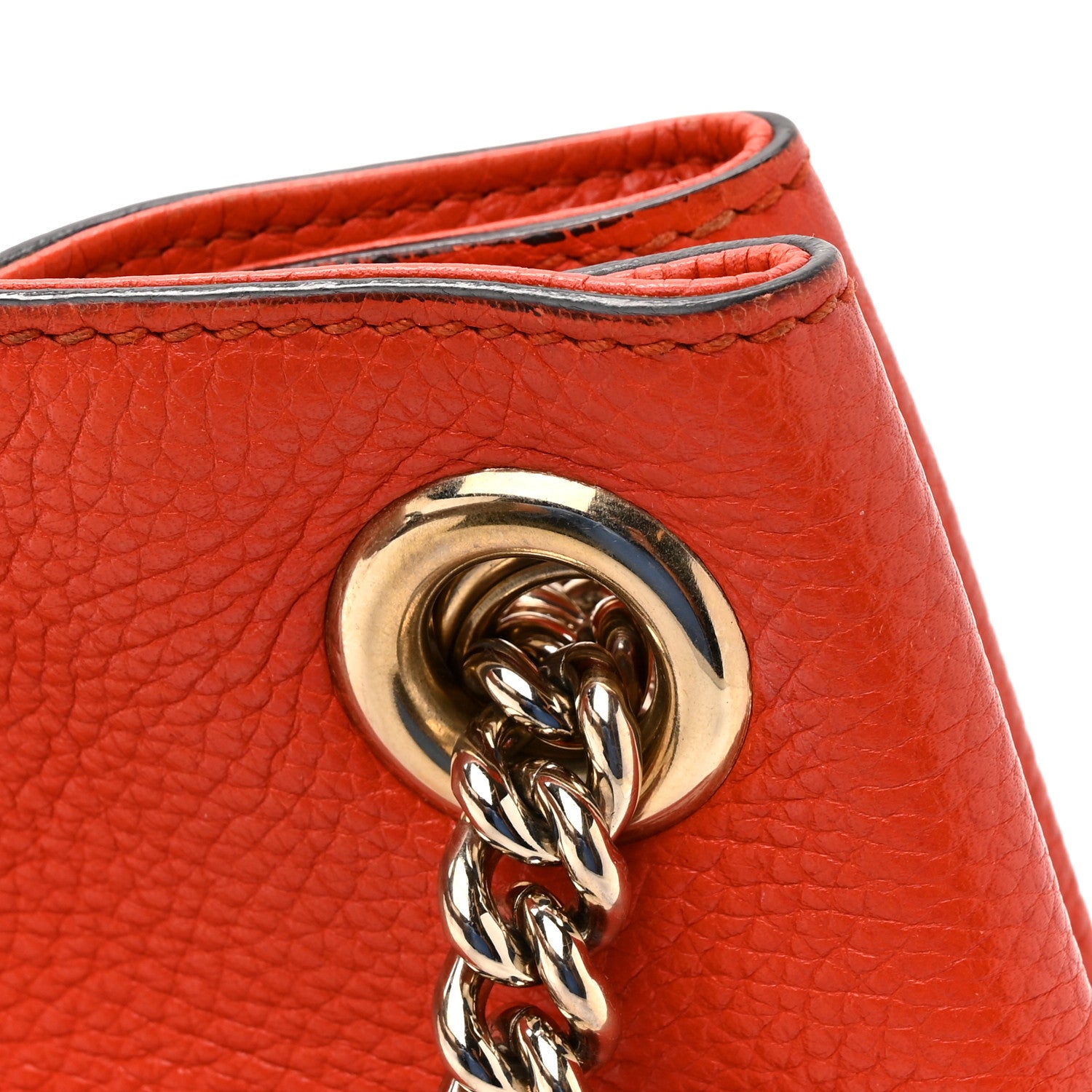 Gucci Pebbled Calfskin Medium Soho Chain Shoulder Bag Sun Orange 17 of 17
