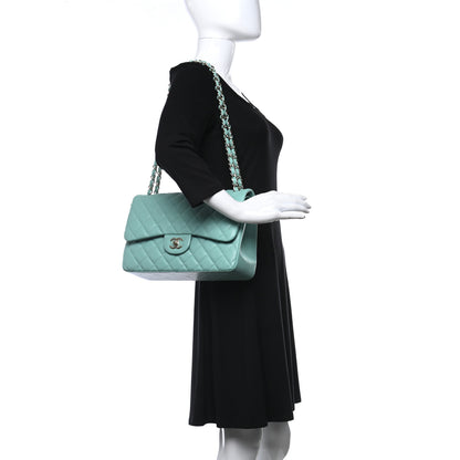 Chanel Caviar Quilted Jumbo Double Flap Light Green 2 of 9
