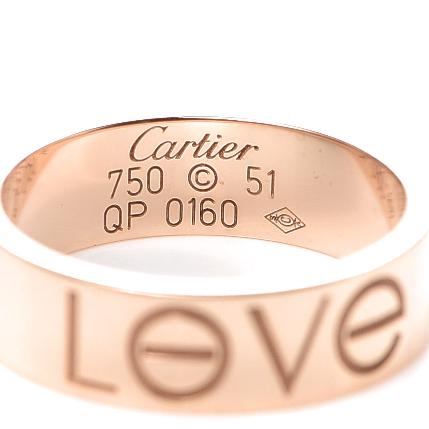 18K Pink Gold 5.5mm Engraved LOVE Ring 51 5.75
