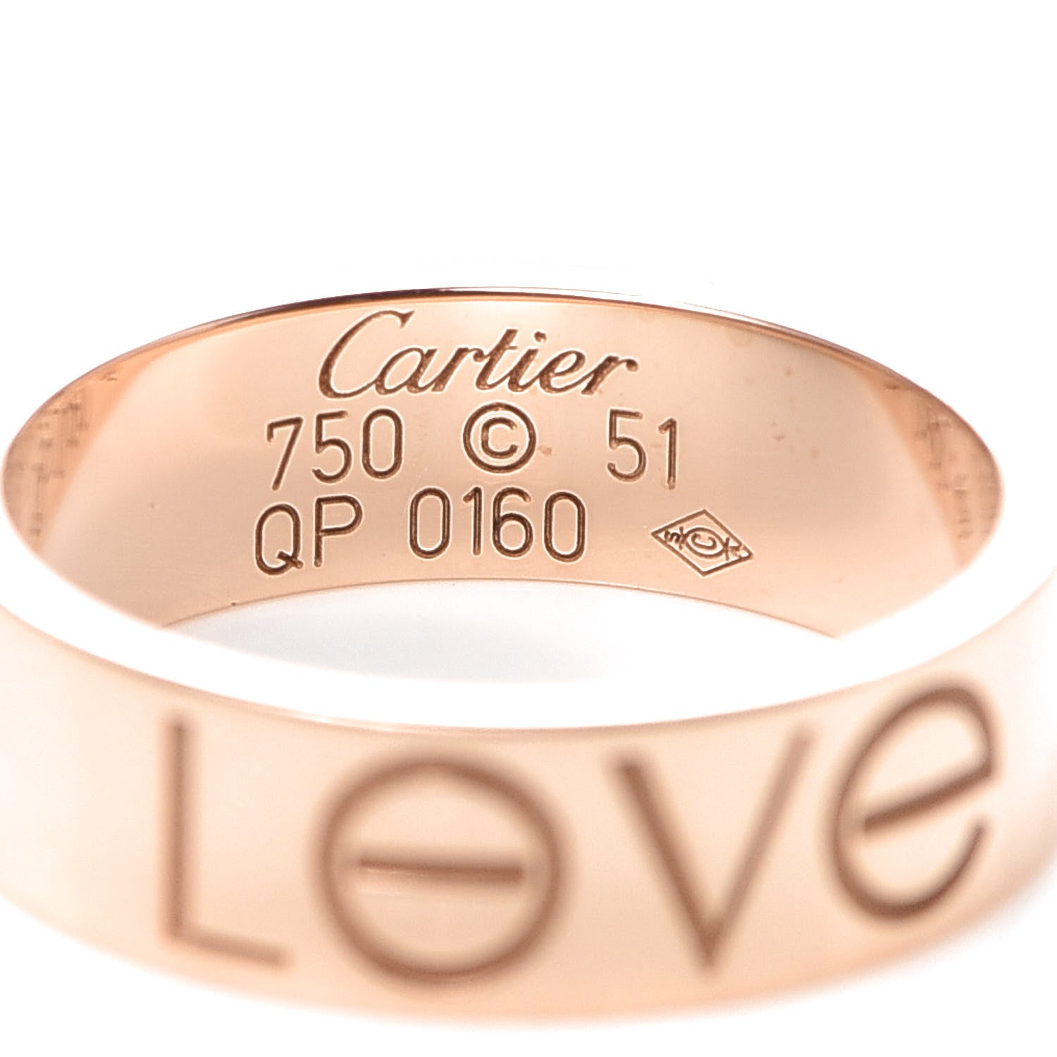 Cartier 18K Pink Gold 5.5mm Engraved LOVE Ring 51 5.75 4 of 5