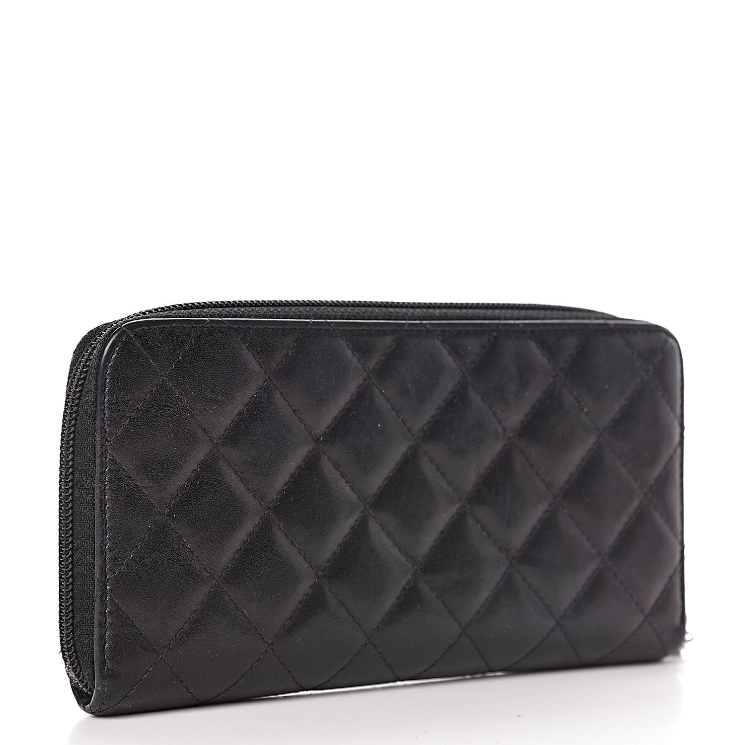 Chanel Calfskin Quilted Cambon Large Gusset Zip Around Wallet Black 3 of 11