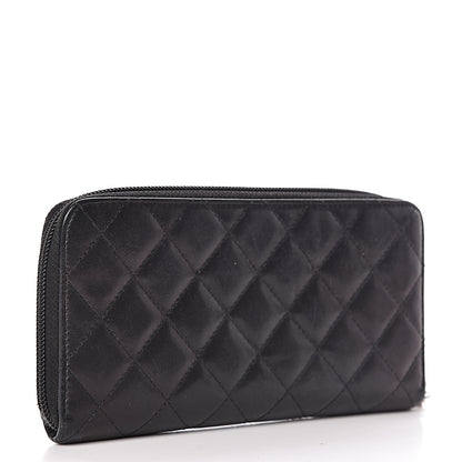 Chanel Calfskin Quilted Cambon Large Gusset Zip Around Wallet Black 3 of 11