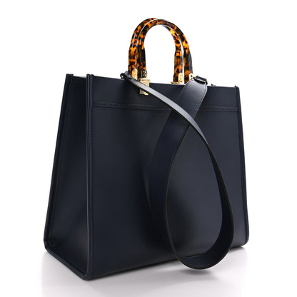 Fendi Vitello King Plexiglass Logo Embossed Medium Fendi Sunshine Shopper Tote Midnight 3 of 10