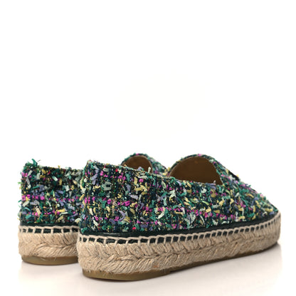 Chanel Tweed Grosgrain CC Espadrilles 38 Green Pink Yellow Black 4 of 10