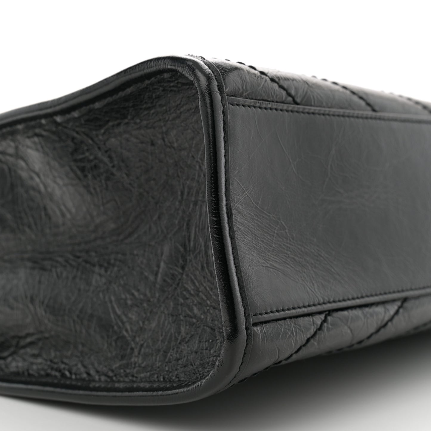 Crinkled Calfskin Matelasse Monogram Medium Niki Shopper Tote  Black