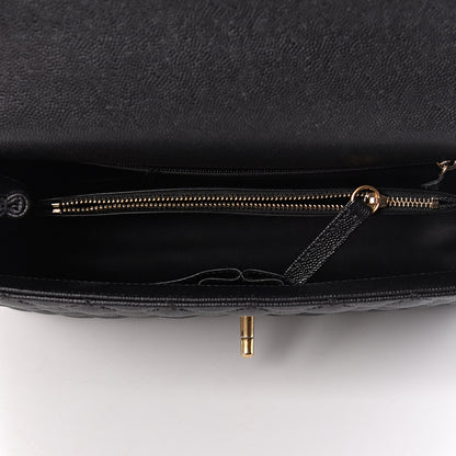 Chanel Caviar Lizard Embossed Quilted Small Coco Handle Flap Black 6 of 12