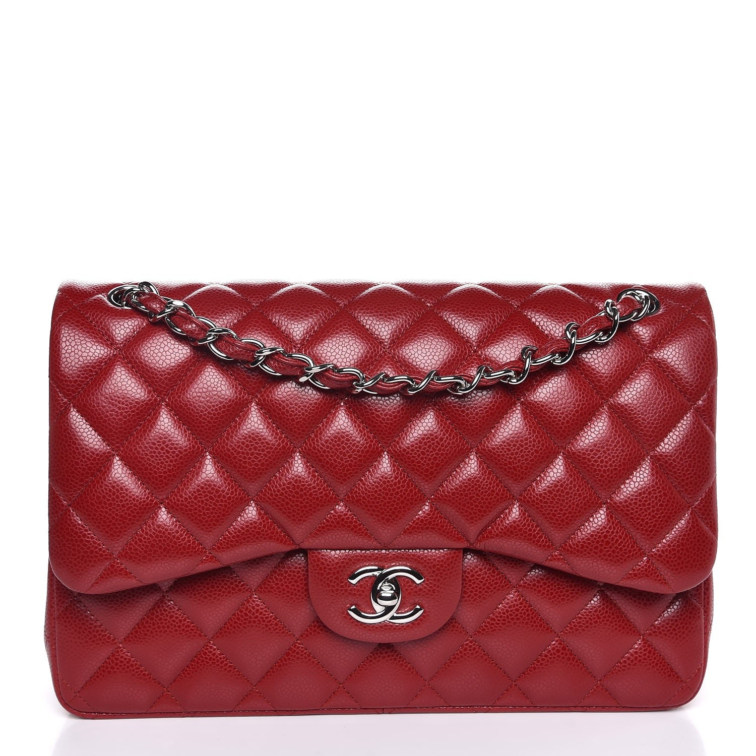Chanel Caviar Quilted Jumbo Double Flap Red 1 of 7