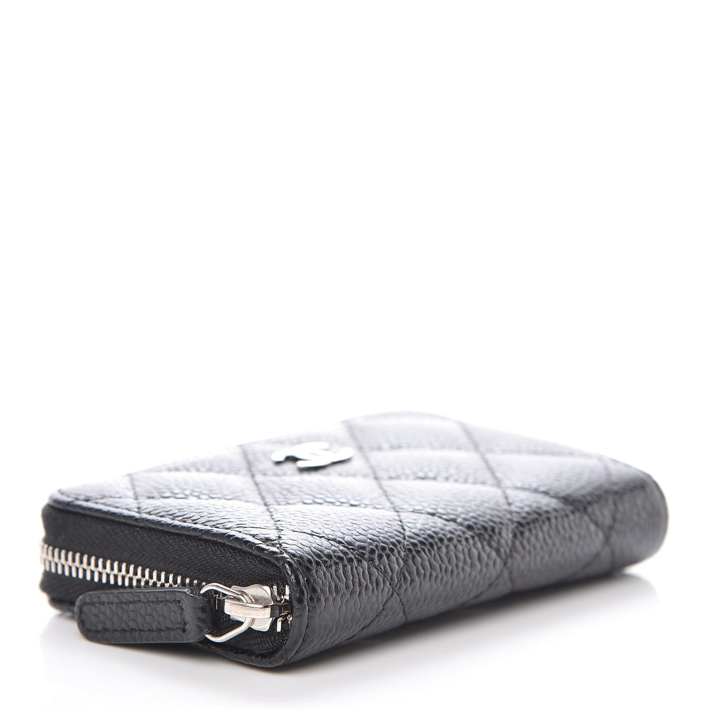 Caviar Quilted Zip Coin Purse Black