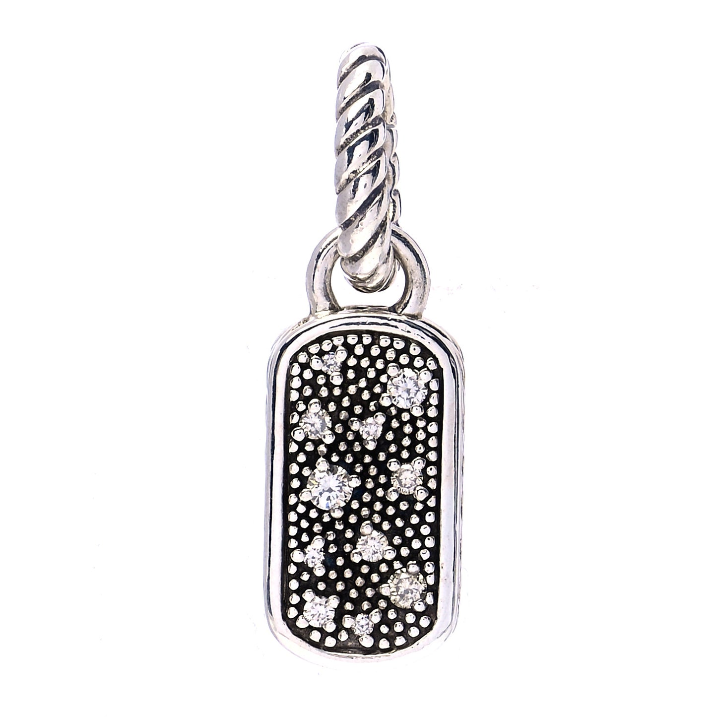 Sterling Silver Diamond Midnight Melange Dog Tag Pendant