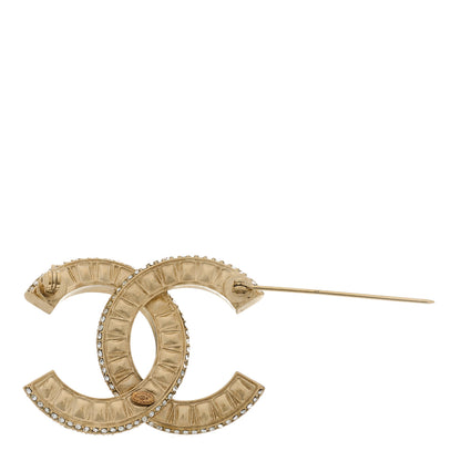 Chanel Baguette Crystal CC Brooch Gold 2 of 3
