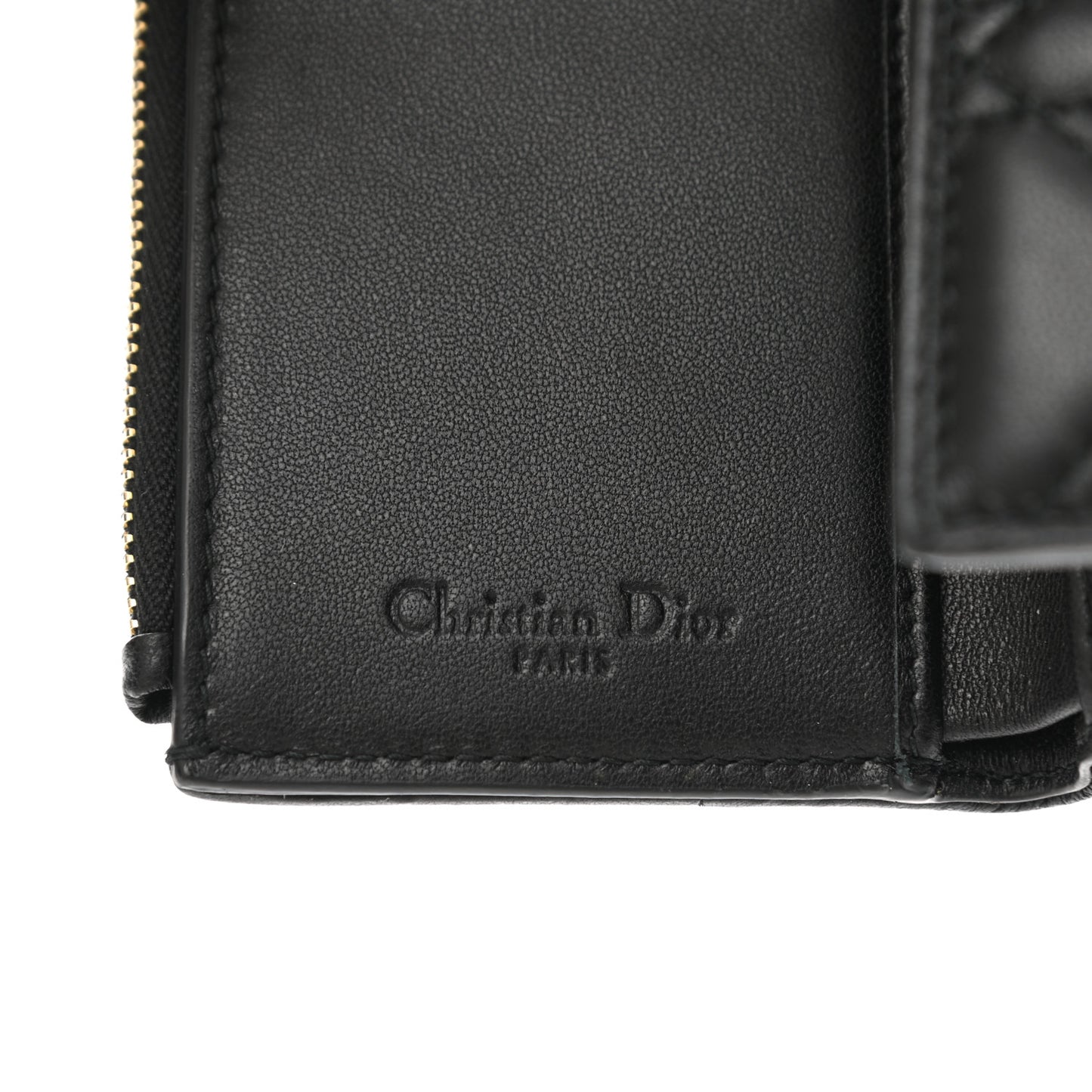 Lambskin Cannage Lady Dior Compact Wallet Black
