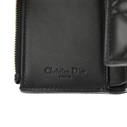 Christian Dior Lambskin Cannage Lady Dior Compact Wallet Black 5 of 8