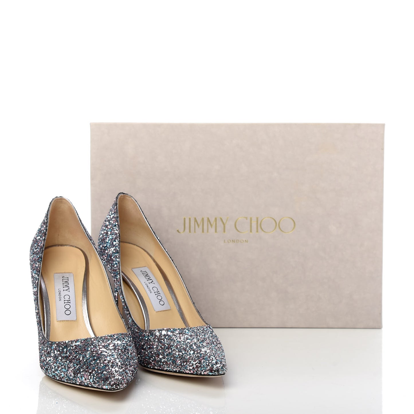 Glitter Pointy Toe Romy 85 Pumps 37.5 Bubblegum Mix