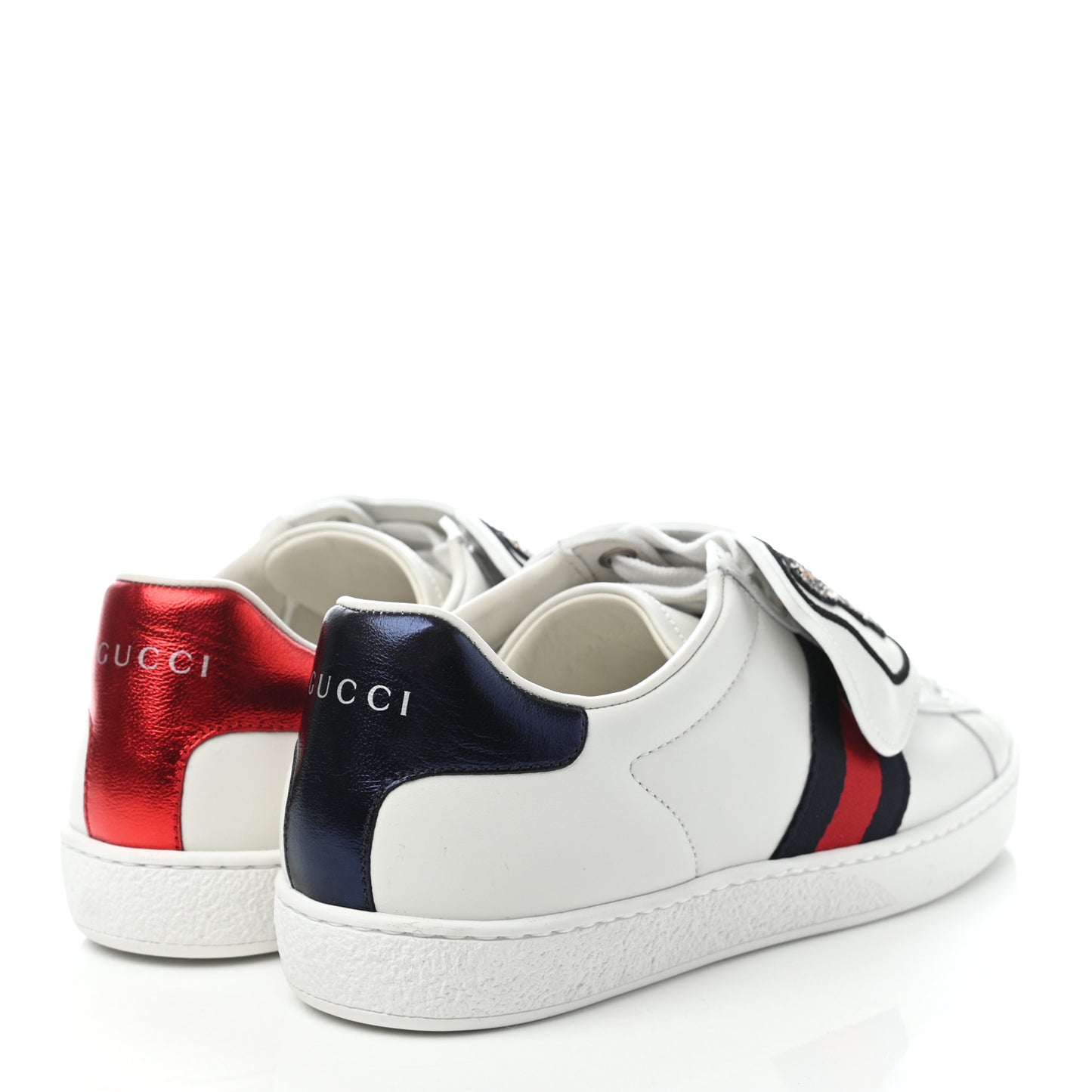 Calfskin Sequins Web Cat Womens Ace Sneakers 38 White