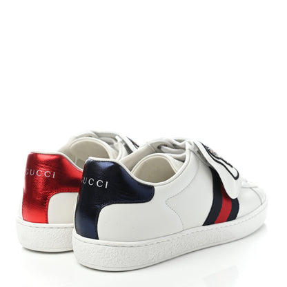 Gucci Calfskin Sequins Web Cat Womens Ace Sneakers 38 White 4 of 8